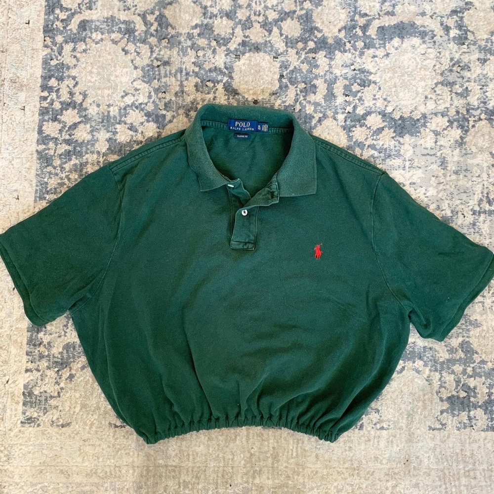 Cropped scrunched green Polo by Ralph Lauren